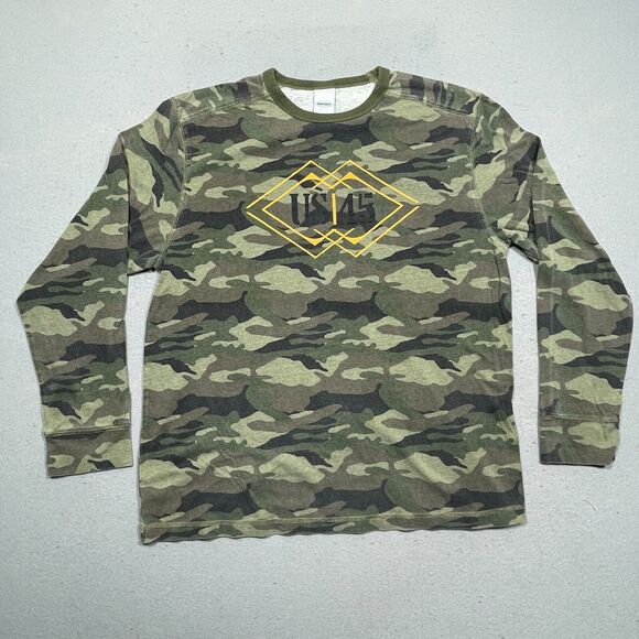 Vintage‎ Old Navy Shirt Men Large Long Sleeve CAMO Camouflaged Green 90s US45 - Picture 1 of 8